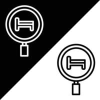 Hotel Search Vector icon, Outline style, isolated on Black and white Background.