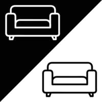 Sofa Vector Icon, Outline style, isolated on Black and white Background.