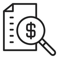 Document Search Vector Icon, Lineal style, from accounting icons collection, isolated on white Background.