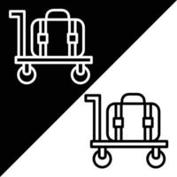 Luggage Vector icon, Outline style, isolated on Black and white Background.