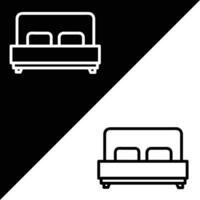 Bed Vector icon, Outline style, isolated on Black and white Background.