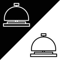 Hotel Bell Vector Icon, Outline style, isolated on Black and white Background.