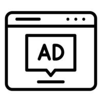 Advertising web ad Vector Icon, Outline style icon, from Advertisement icons collection, isolated on white Background.