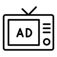 TV Monitor Vector Icon, Outline style icon, from Advertisement icons collection, isolated on white Background.