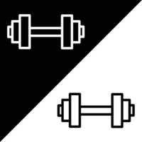 Dumbbell Vector icon, Outline style, isolated on Black and white Background.