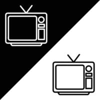 televisión vector icono, contorno estilo, aislado en negro y blanco antecedentes.