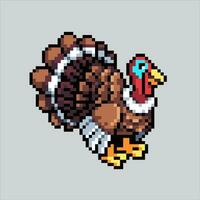 píxel Arte ilustración pavo. pixelado pavo. Turquía animal icono pixelado para el píxel Arte juego y icono para sitio web y vídeo juego. antiguo colegio retro vector