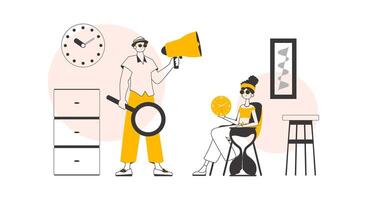 HR team. The concept of finding employees. Minimalistic linear style. Vector. vector