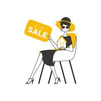 Realtor woman. Modern linear style. Isolated. Vector illustration.