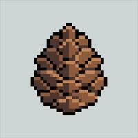 Pixel art illustration Pine cone. Pixelated Pine Cone. Pine cone Autumn nature icon pixelated for the pixel art game and icon for website and video game. old school retro. vector