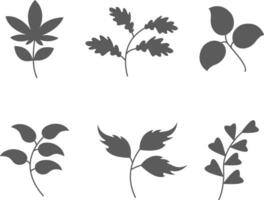 Leaf Silhouette with Flat Design. Vector Illustration Set