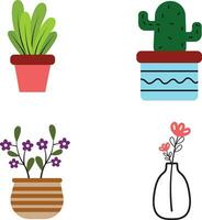 Plant Pot Illustration. Simple Pattern. Isolated Vector