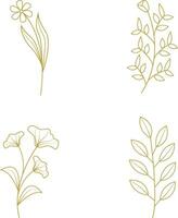 Line Art Flower Aesthetic. Vector Illustration Set.