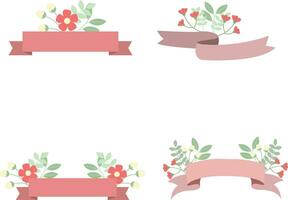 Floral Ribbon Decoration. Simple Design. Vector Illustration