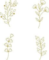 Line Art Flower Aesthetic. Vector Illustration Set.