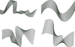 Abstract Wavy Line Set. Isolated on White Background. Vector Illustration