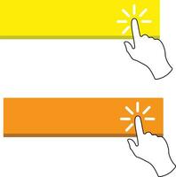 Click here buttons templates set with hand pointer vector