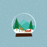 dibujos animados estilo Navidad bola de nieve ilustración plano vector. alegre Navidad. para Navidad tarjetas, pancartas, etiqueta, etiquetas, fondo.nieve en antecedentes. Navidad y nuevo año concepto. temporada grandioso vector