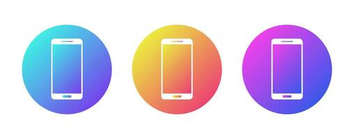 Colorful Smartphone Circular Icon Set Vector Illustration