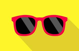 Cool Red Black Glasses Shadow Yellow Background Vector Illustration