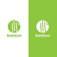 Tropical Bamboo Forest Logo, Tree Trunk and Leaf Design, Vector Illustration Symbol