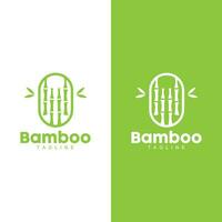 Tropical Bamboo Forest Logo, Tree Trunk and Leaf Design, Vector Illustration Symbol