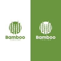 Tropical Bamboo Forest Logo, Tree Trunk and Leaf Design, Vector Illustration Symbol