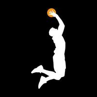 High details of basketball player silhouette. Minimal symbol and logo of sport. Fit for element design, background, banner, backdrop, cover. Vector Eps 10