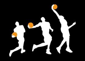 alto detalles de baloncesto jugador silueta. mínimo símbolo y logo de deporte. ajuste para elemento diseño, fondo, bandera, fondo, cubrir. vector eps 10
