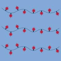 Christmas decorations with bright light garlands in the shape of stars. vector