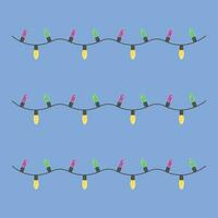 Christmas decorations with bright light garlands. vector