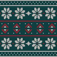 Knitted Christmas pattern in red, green and white colors vector