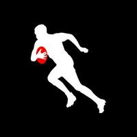 High details of rugby player silhouette. Minimal symbol and logo of sport. Isolated on background. Fit for element design, background, banner, backdrop, cover. Vector Eps 10