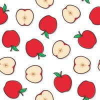 Apple Fruit Seamless Pattern On A White Background. Fresh Red Apple Theme Illustration vector