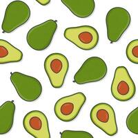 Avocado Fruit Seamless Pattern On A White Background. Fresh Avocado Theme Illustration vector