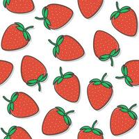 Strawberries Seamless Pattern On A White Background. Fresh Strawberry Icon Vector Illustration