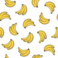 Ripe Banana Bunch Seamless Pattern On A White Background. Fresh Banana Icon Vector Illustration