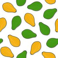 Papaya Fruit Seamless Pattern On A White Background. Fresh Papaya Theme Icon Illustration vector