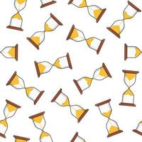 Sand Hourglass Seamless Pattern On A White Background. Sandglass Timer Icon Illustration vector