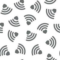 Heart Wifi Seamless Pattern On A White Background. Heart And Wifi Signal Illustration vector