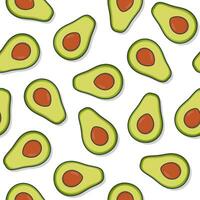 Avocado Fruit Seamless Pattern On A White Background. Fresh Avocado Icon Vector Illustration