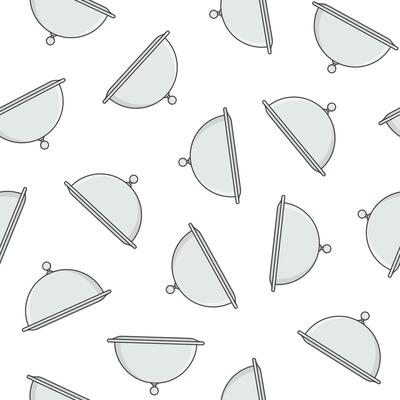 Restaurant Cloche Seamless Pattern On A White Background. Silver Cloche Theme Illustration