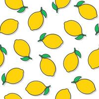 Lemon Fruit Seamless Pattern On A White Background. Fresh Lemon Icon Vector Illustration