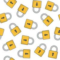 Padlock Seamless Pattern On A White Background. Lock Padlock Icon Vector Illustration