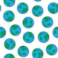 Earth Globes Seamless Pattern On A White Background. World Icon Vector Illustration