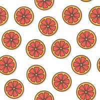 Grapefruit Seamless Pattern On A White Background. Slice Grapefruit Theme Illustration vector