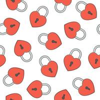 Love Heart Padlock Seamless Pattern On A White Background. Padlock Icon Vector Illustration