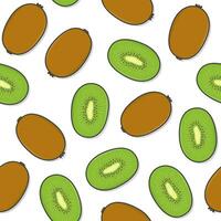 Kiwi Fruit Seamless Pattern On A White Background. Fresh Kiwi Theme Illustration vector