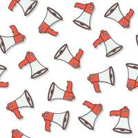 Megaphone Seamless Pattern On A White Background. Speaker Toa Megaphone Icon Vector Illustration