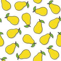 Pear Fruit Seamless Pattern On A White Background. Fresh Pear Icon Vector Illustration